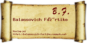 Balassovich Fürtike névjegykártya